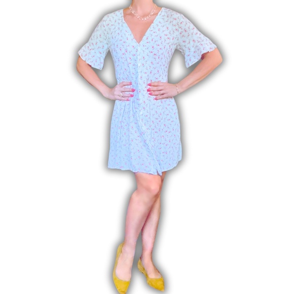 Vintage Fall floral mini dress w Pockets, Bell Sleeve Midi Dress, 90s GAP - Picture 8 of 8